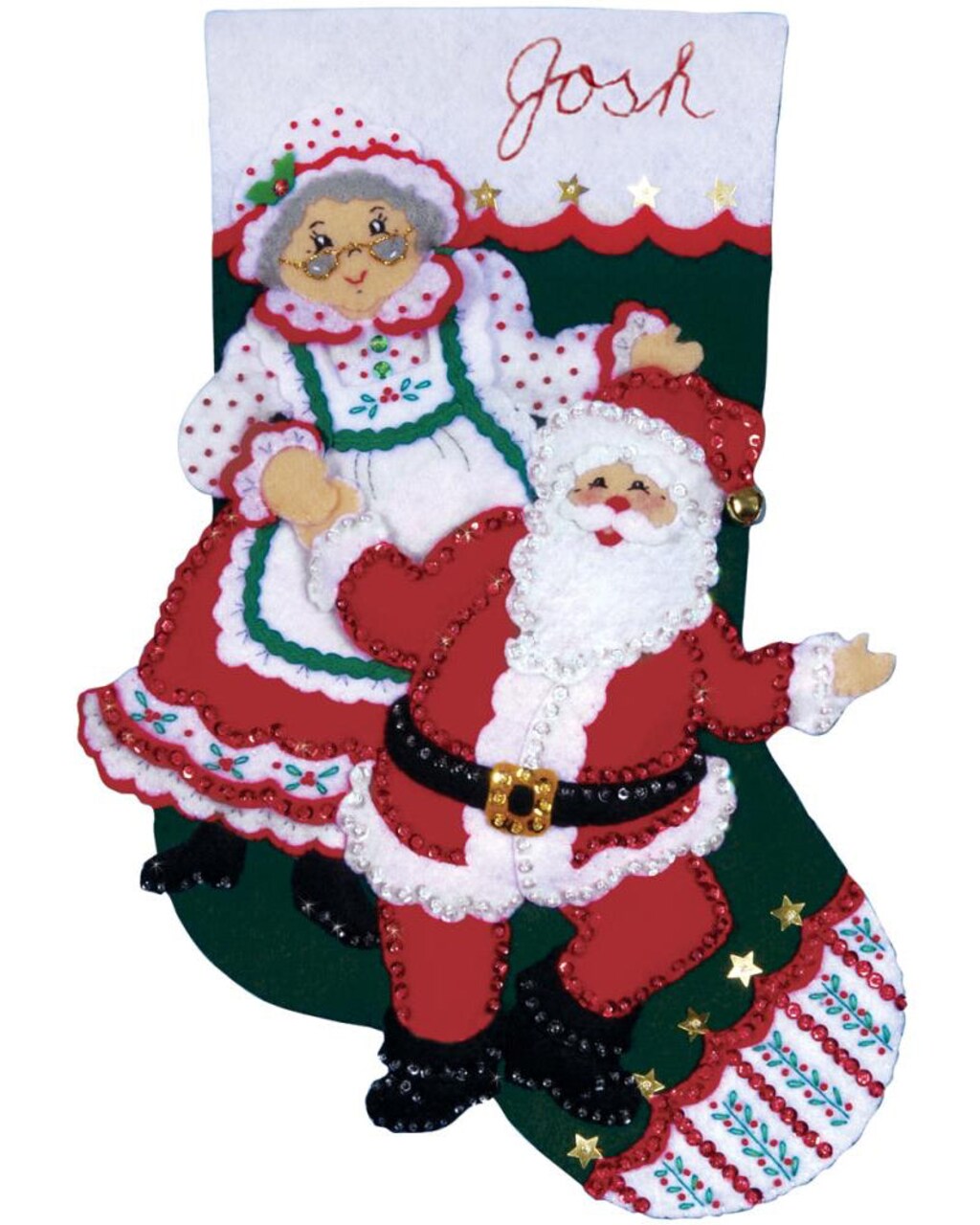 DIY Design Works Dancing Claus Santa Mrs Christmas Felt Stocking Kit
